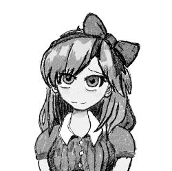  1girl black_souls greyscale highres long_hair monochrome ribbon snow_white_(black_souls) solo_focus stickssqui41039 upper_body white_background 