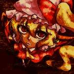  discharge_cycle flandre_scarlet foreshortening from_above hat perspective ponytail red_eyes side_ponytail touhou vampire wings 