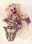  black_sclera blonde_hair bow costume flower giratina grey_skin kantarou_(8kan) personification pokemon pokemon_(game) pokemon_dppt red_eyes skirt source_request thigh-highs thighhighs 