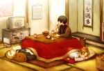  axis_powers_hetalia calendar calendar_(object) capybara-san eating food germany_(hetalia) japan_(hetalia) kope kotatsu male multiple_boys northern_italy_(hetalia) sleeping table television translation_request wii 