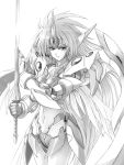  long_hair mecha monochrome solo super_robot_wars super_robot_wars_original_generation super_robot_wars_the_lord_of_elemental sword valsione very_long_hair weapon 