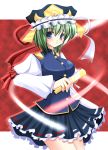  blue_eyes breasts green_hair hat highres hiyori-o large_breasts rod_of_remorse shikieiki_yamaxanadu short_hair solo touhou 