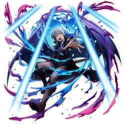  1other artist_request aura black_coat black_vest black_wings blue_hair boots brown_boots coat dark_aura demon_wings full_body fur-trimmed_collar fur_trim game_asset grand_summoners grey_pants grey_shirt hand_on_own_hip knee_boots long_hair long_sleeves looking_at_viewer magic official_art open_clothes open_coat open_mouth pants rimuru_tempest scabbard sheath sheathed shirt short_sleeves simple_background smile solo straight_hair teeth tensei_shitara_slime_datta_ken tongue transparent_background upper_teeth_only v-shaped_eyebrows vest wide_mouth wings yellow_eyes yellow_trim 