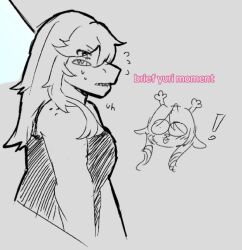 ! 1girl 2026 2d 2girls animal_ears animal_nose anthro antlers body_fur breasts buck_teeth cropped_head deer deer_ears deer_girl deltarune digital_media duo english_text fairyctrl female female_only flying_sweatdrops furry furry_female grey_background lizard lizard_girl long_hair mammal monochrome monster monster_girl multiple_girls nervous noelle_holiday procreate_(medium) reindeer reindeer_girl reptile reptile_girl scalie sharp_teeth simple_background susie_(deltarune) sweat teeth text utdr_(toby_fox) wide-eyed yuri