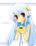  blush flower flower_(kowarekake) furawaa headphones kataro kowarekake_no_orgel red_eyes smile 