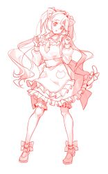  1girl :o animal_ears anyoji_hime bow cat_ears cat_girl cat_tail clenched_hands commentary_request detached_sleeves dress frilled_thighhighs frills full_body hands_up highres long_sleeves looking_at_viewer love_live! love_live!_hasu_no_sora_jogakuin_school_idol_club maid maid_headdress mary_janes medium_dress monochrome necktie nyan_nyan_nyan_fair_in_gamers open_mouth over-kneehighs puffy_long_sleeves puffy_sleeves red_theme ruoguiling shoes simple_background sleeveless sleeveless_dress solo standing tail tail_bow tail_ornament thigh-highs tie_clip virtual_youtuber white_background white_thighhighs 