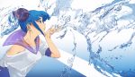  bare_shoulders blue_eyes blue_hair highres kaisen simple_background solo water 