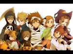  5boys :d :q animal_ears arms_behind_head bell blonde_hair blue_eyes blue_hair brother_and_sister brothers brown_eyes brown_hair cat_ears cosplay death_(entity) digimon digimon_adventure fairy fang ghost gloves grim_reaper halloween hat ishida_yamato izumi_koushirou jack-o&#039;-lantern jack-o'-lantern jingle_bell kido_jou kido_jyou letterboxed long_hair mask midriff mimxxpk multiple_boys multiple_girls mummy navel open_mouth pointy_ears pumpkin red_eyes scarf scythe short_hair siblings smile tachikawa_mimi tail takaishi_takeru takenouchi_sora tongue torn_clothes vampire werewolf whiskers wink witch witch_hat wolf_ears wolf_tail yagami_hikari yagami_taichi 