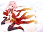  breasts cat&#039;s_cradle cat's_cradle center_opening fingerless_gloves gloves guilty_crown highres okitakung pink_hair red_eyes sitting solo wariza yuzuriha_inori 