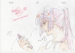  color_trace highres macross macross_frontier macross_frontier:_itsuwari_no_utahime phone pnytail ponytail production_art saotome_alto sketch solo 