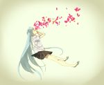  aqua_eyes aqua_hair blood female hatsune_miku highres long_hair nosebleed petals pun skirt solo tomaeda_(bravered) very_long_hair vocaloid 