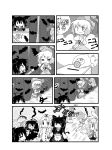  bat bunny_ears cat_ears comic hakurei_reimu halloween hat highres houraisan_kaguya inaba_tewi jack-o&#039;-lantern jack-o'-lantern karakasa_obake kemonomimi kenjichan252 monochrome nekomimi pumpkin reisen_udongein_inaba tatara_kogasa touhou umbrella usamimi yagokoro_eirin 