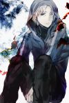  fate/stay_night fate/zero fate_(series) heterochromia highres hoodie male matou_kariya solo tasumoyu white_hair 