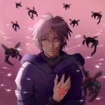  bad_id command_spell crest_worm fate/stay_night fate/zero fate_(series) heterochromia hoodie insect k-yamako male matou_kariya solo white_hair yamazaki_yamako 