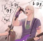  2boys beanie beard blonde_hair drawr facial_hair grey_hair gyro_zeppeli hat johnny_joestar jojo_no_kimyou_na_bouken long_hair microphone multiple_boys singing steel_ball_run tkd_dkt violet_eyes 