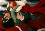  arien7321 armor beard black_hair carrying facial_hair fate/stay_night fate/zero fate_(series) height_difference highres male multiple_boys necktie princess_carry red_eyes red_hair redhead rider_(fate/zero) short_hair size_difference tears waver_velvet 