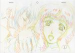  color_trace eyes_closed highres licking long_hair macross macross_frontier macross_frontier:_itsuwari_no_utahime production_art saotome_alto sheryl_nome sketch surprised 