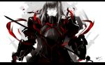  armor armored_dress bad_id dark_persona dress fate/stay_night fate_(series) gauntlets grey_eyes grey_hair long_hair saber saber_alter signature silver_hair solo yamai_(lusycat) 