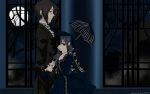  black_hair blue_hair ciel_phantomhive dress glasses kuroshitsuji male moon night sebastian_michaelis short_hair trap umbrella vector watermark 