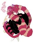  :3 animal_ears bad_id boa boris_airay cat_ears cat_tail chain chains closed_eyes detached_sleeves earrings eyes_closed feather_boa fingernails hair_over_one_eye heart_no_kuni_no_alice jewelry lying male on_side piercing pink_hair pink_legwear rough shorts simple_background sleeping solo striped striped_kneehighs tail tattoo use white_background 
