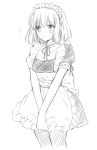  alternate_costume apron enmaided kurimomo maid maid_headdress monochrome nanami_haruka short_hair sketch solo uta_no_prince-sama 