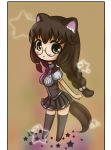  animal_ears brown_eyes brown_hair chibi francisca_painemal glasses highres original solo star tail thigh-highs thighhighs 