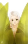  green_eyes leaf long_hair meago mina_(meago) nude original signature smile solo white_hair 