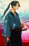  bad_id black_hair glasses japanese_clothes jin katana kimono male mushiba_natta ponytail samurai_champloo solo sword weapon 