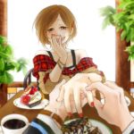  brown_eyes brown_hair cup daico fingernails hair_ornament hairclip hands highres jewelry looking_at_viewer meiko nail_polish open_mouth pov proposal ring short_hair smile tea tears vocaloid 