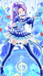  blue_background boots cure_beat guitar instrument kurokawa_ellen love_guitar_rod magical_girl musical_note noba precure purple_hair siren_(suite_precure) solo suite_precure thigh-highs thigh_boots thighhighs treble_clef yellow_eyes 