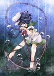  anchor barefoot black_hair bubble chain chains cuffs edo. hat murasa_minamitsu sailor sailor_hat short_hair shorts solo touhou underwater 