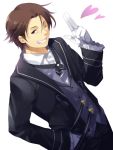 alternate_costume alvin_(tales_of_xillia) bad_id brown_eyes brown_hair formal grin heart male salute smile solo suit tales_of_(series) tales_of_xillia una wink 