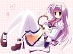  cat long_hair mashiroiro_symphony pan-nya purple_hair ro_(61232ta) school_uniform thigh-highs thighhighs 