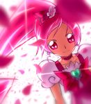  chikuyama cure_blossom face hanasaki_tsubomi heartcatch_precure! magical_girl petals pink_eyes pink_hair ponytail precure solo 