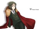  androgynous ay5826 bad_id bangs black_hair cape character_name fate/stay_night fate/zero fate_(series) green_eyes green_hair highres male necktie parted_bangs short_hair solo waver_velvet 