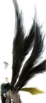  arisato_minato asami_haritama black_hair black_wings blue_hair evoker gun hug male mochizuki_ryouji multiple_boys persona persona_3 school_uniform simple_background suspenders weapon wings 