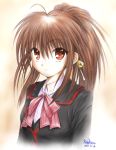  dated highres kem_kem little_busters!! long_hair natsume_rin ponytail red_eyes school_uniform signature 