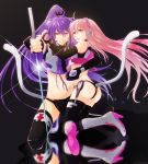  boots cat_tail cosplay detached_sleeves headphones headset irono_yoita kaito kaito_(cosplay) kamui_gakupo katana kemonomimi_mode long_hair megurine_luka pink_hair ponytail project_diva project_diva_2nd purple_hair smile sword tail thigh-highs thighhighs vocaloid weapon 
