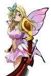  blonde_hair blue_eyes boku_wa_tomodachi_ga_sukunai breasts butterfly butterfly_hair_ornament butterfly_wings hair_ornament highres kashiwazaki_sena long_hair photoshop solo sword transparent_background vector_trace weapon wings 