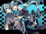  blue_eyes detached_sleeves genderswap hatsune_miku hatsune_mikuo headphones headset long_hair necktie open_mouth skirt thigh-highs thighhighs twintails v very_long_hair vocaloid 