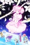  charlotte_(madoka_magica) chibi drawing flower glowing kamijou_kyousuke kaname_madoka kyubey magical_girl mahou_shoujo_madoka_magica miki_sayaka petals pink_eyes pink_hair praying ririsuke sakura_kyouko shizuki_hitomi short_twintails space spoilers tomoe_mami twintails 