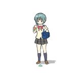  bag blue_eyes blue_hair empty_eyes food hair_ornament hairclip ice_cream mahou_shoujo_madoka_magica miki_sayaka onsoku_maru school_uniform short_hair solo 