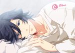  blue_eyes blue_hair ichinose_tokiya lying male short_hair shuri_(84k) smile solo uta_no_prince-sama 