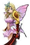  blonde_hair blue_eyes boku_wa_tomodachi_ga_sukunai breasts butterfly butterfly_hair_ornament butterfly_wings hair_ornament highres kashiwazaki_sena long_hair solo sword transparent_background vector_trace weapon wings 