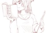  fujiwara_no_mokou komaku_juushoku ladle monochrome reading short_hair touhou 