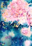  abstract dress flower highres nihi_(sorakarasu) original solo traditional_media watercolor_(medium) 