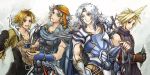  androgynous armor bandana bandanna blonde_hair blue_eyes brown_eyes cape cecil_harvey cloud_strife crystal dissidia_final_fantasy final_fantasy final_fantasy_ii final_fantasy_iv final_fantasy_vii final_fantasy_x frioniel gloves headband male map multiple_boys open_mouth piranosuke silver_hair spiked_hair spiky_hair sword tidus weapon 