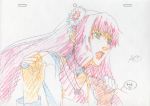  earrings flower highres jewelry long_hair macross macross_frontier macross_frontier:_itsuwari_no_utahime necklace pendant production_art ring sheryl_nome sketch 