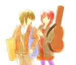  bag green_hair guitar_case instrument_case iwasawa jacket mni naoi_ayato red_eyes red_hair redhead short_hair yellow_eyes 