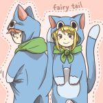 cosplay dotted_outline erinan fairy_tail happy_(fairy_tail) happy_(fairy_tail)_(cosplay) kigurumi lucy_heartfilia natsu_dragneel scarf title_drop 